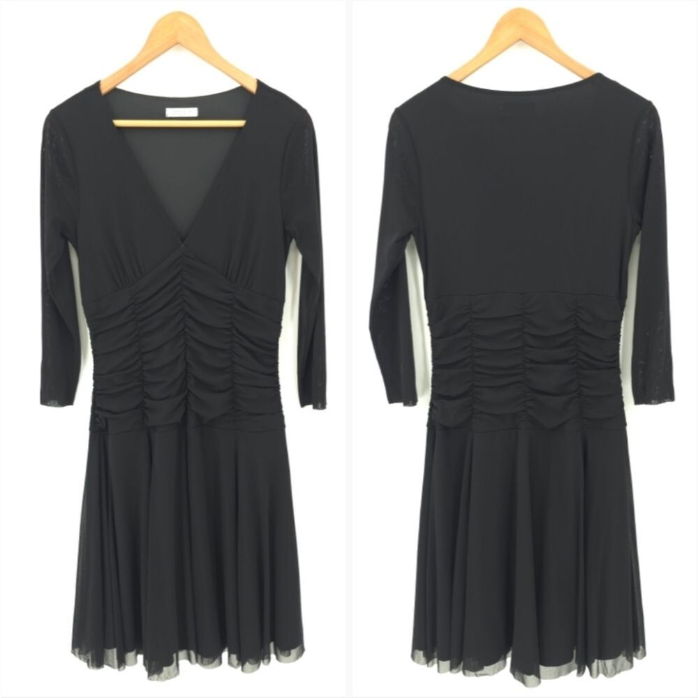 Portmans Midi Dress Womens Large Black Mesh Whimsigoth Fairy Grunge Romantic
